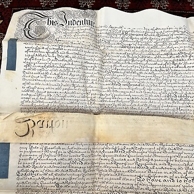 #ad Rare 1748 Large Vellum Handwritten Indenture Manuscript Legal Document Old B3 $129.95