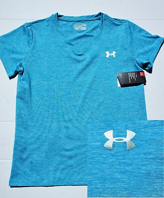 #ad NEW Women Under Armour Twisted Tech Loose Gym Logo V Neck T Shirt Tee S XXL NWT $15.90