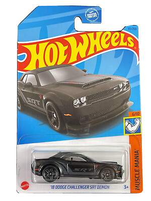 #ad Hot Wheels 2023 HW Muscle Mania 6 10 Black #x27;18 Dodge Challenger SRT Demon VHTF $3.96