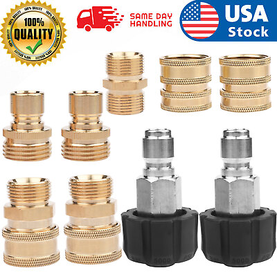 #ad 9Pc Pressure Washer Adapter Set Quick Disconnect Kit M22 Swivel to 3 8#x27;#x27; Connect $20.99