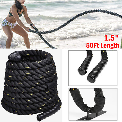 #ad Workout Fitness Climbing Rope Gym Exercise Battle Rope in Black $49.99