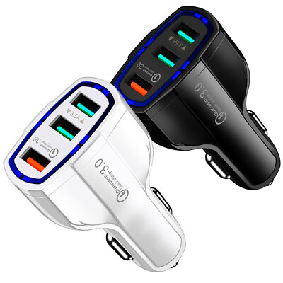 #ad 3 Port USB Fast Car Charger QC 3.0 Dual For Samsung iPhone Android LG Cell Phone $6.99