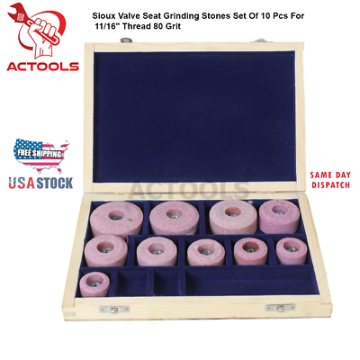 #ad #ad Sioux Valve Seat Grinding Stones Set of 10 Pcs 11 16quot; Thread 80 Grit USA ACTOOLS $37.90