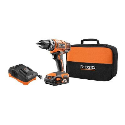 Ridgid 18V Lithium Ion Cordless 2 Speed 1 2 in. Compact Drill Driver Kit $77.18