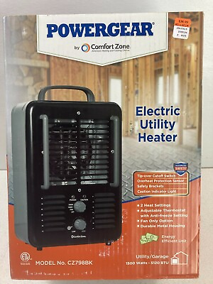 #ad Comfort Zone 1500 Watt Milk House Style Fan Electric Portable Heater. #CZ798BK $37.95