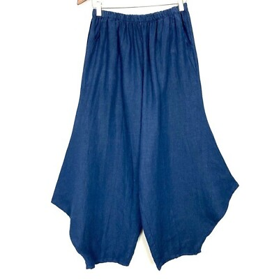 #ad Bryn Walker Seamus Linen Pants Women’s Size M Pull On Lagenlook Bohemian Pockets $49.99