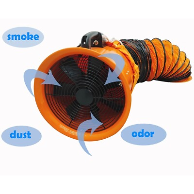 #ad TECHTONGDA 14quot; Axial Fan Cylinder Pipe Electric Blower110V 750W 85m³ min 5m Duct $258.50