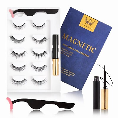 #ad Magnetic Eyelashes with Magnetic Eyeliner Set Natural Look Reusable False Lashes $8.49
