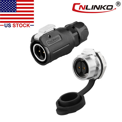 2 Pin M16 Size Power Circular Connector Male Plug amp; Female Socket Outdoor IP67 #ad $19.28