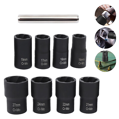 #ad 8 Pcs Wheel Lug Nut Remover Remove Damaged Locked Nuts Bolts Extractor Tools NEW $39.00