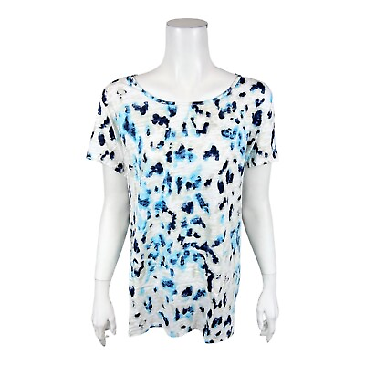 #ad Belle by Kim Gravel Slub Knit Safari Short Sleeve T Shirt Aqua 2X Size $30.00