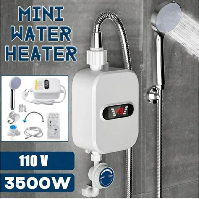 #ad Electric Tankless Water Heater Instant Hot Shower Kitchen Heater 110V 3500W $38.79