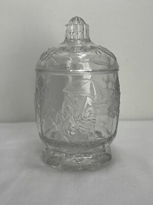 #ad Antique EAPG Glass Sugar Bowl with Nursery Rhymes Pattern Circa 1905 $20.00