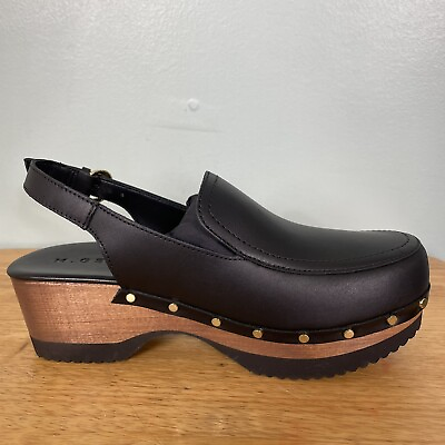 #ad M. Gemi The Maira Leather Clogged Heels Size 40 US 9 Black NWOT $149.00