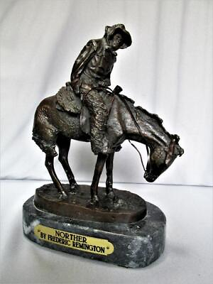 #ad FREDERIC REMINGTON SIGNED #x27;THE NORTHER#x27; BRONZE FIGURINE 9 5 8quot; KT8708 $195.00