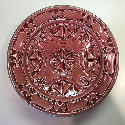 #ad Art Studio Pottery Metal Rimmed Pottery Dish In Relief Detailed Design $15.00