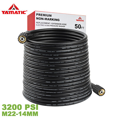 #ad YAMATIC High Pressure Washer Hose 25ft 40ft 75ft 100ft 1 4quot; Kink Free M22 14mm $27.99