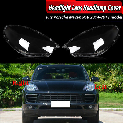 Pair LHRH Front Headlight Lens Shell Headlamp Cover For Porsche Macan 2014 2018 #ad $269.99