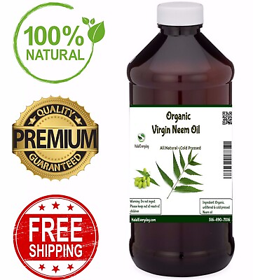 Neem Oil 100% Pure Organic Virgin Unrefined Cold Pressed Raw PREMIUM QUALITY $79.95