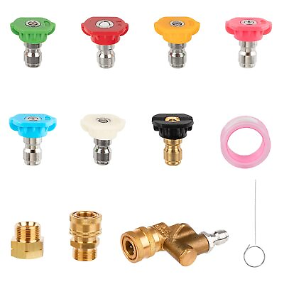 #ad Pressure Washer Parts Accessories Set 7 Degrees Nozzles with 2 Hose Inlet Ad... $29.77