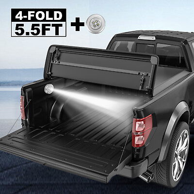 #ad #ad 4 Fold Truck Tonneau Cover For 2004 2015 Nissan Titan 5.5FT Bed On Top w Lamp $152.79