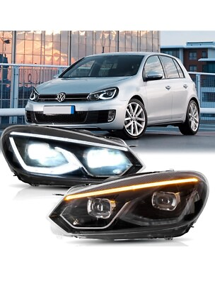 #ad Full LED Headlights With Start up Animation for 2010 2014 Golf MK6 Black $345.00