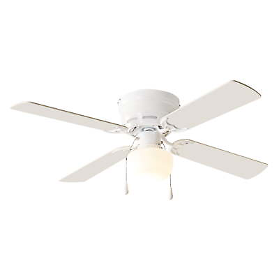 #ad 42quot; Hugger Metal Indoor Ceiling Fan with Light White 4 Blades LED Bulb $31.47