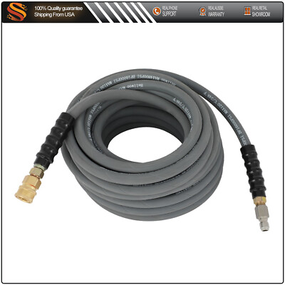 #ad 50#x27; Pressure Washer Hose Non Marking 4000PSI 50ft Length Gray With Couplers $53.75