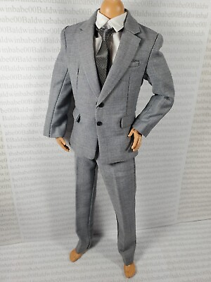 #ad N30 OUTFIT FITS ORIGINAL MADE TO MOVE KEN DOLL GRAY GREY JACKET PANTS SUIT TIE $44.97