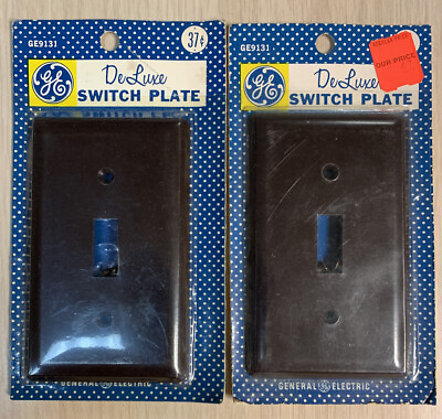 #ad 2 Vintage New GE Switch Plates De Luxe Brown $5.49