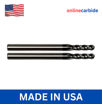 #ad 2 PCS 3 32quot; 4 FLUTE BALL NOSE CARBIDE END MILL TiALN COATED $17.95
