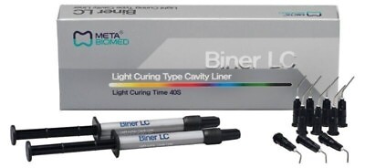 #ad Dental BINER LC Light Curing Type Cavity Liner 2 x 2gm Syringe Pack by META $29.99
