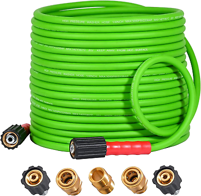 #ad Top Flexible Pressure Washer Hose 50FT X 1 4quot; Kink Resistant Real 3200 PSI Heav $54.99