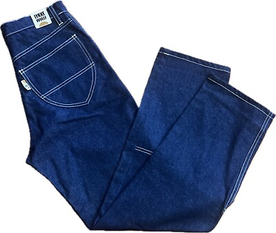 #ad Lykke Wullf Women#x27;s Blue High Rise Pockets Straight Denim Jeans Workwear Small $140.00