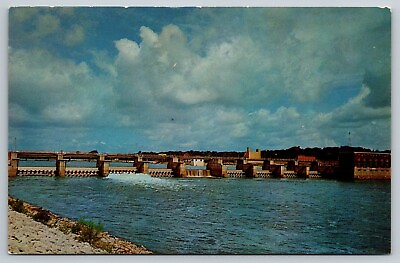 #ad Ottumwa Iowa Hydro Electric Plant and Dam on Des Moines River Postcard $4.45