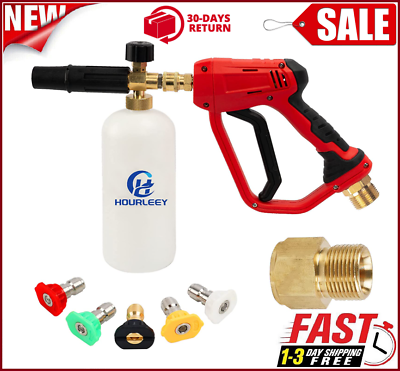 #ad Pressure Washer Gun with Foam Cannon for Car 1 4quot; Quick Connector 5 Nozzle Tips $45.19