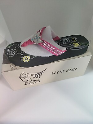 #ad West Star Hot Pink With Wing Cross Sandals Women#x27;s Size 10 New In Box $18.99