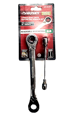 #ad Husky 2pc Quad drive Ratcheting wrench set. 12 pts Mm $51.80