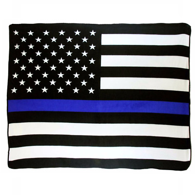 #ad USA American Thin Blue Line 50x60in Throw Blanket Blue Lives Matter Police Lives $19.88