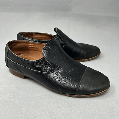 #ad Jeffery Campbell Women#x27;s Black Leather Berkley Loafers Size 6.5 $15.34
