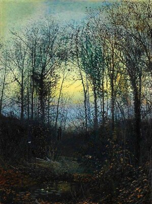 #ad #ad Dream art Oil John Atkinson Grimshaw Wooded valley probably Bolton Woods Lovers $80.99