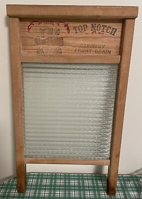 #ad Vintage National Washboard The Glass King Top Notch Washboard 860 Glass Pad $58.00