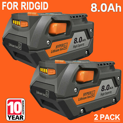 #ad 2PACK Genuine Battery for Ridgid R840085 8.0Ah Lithium Battery Rigid 18V R840087 $50.49