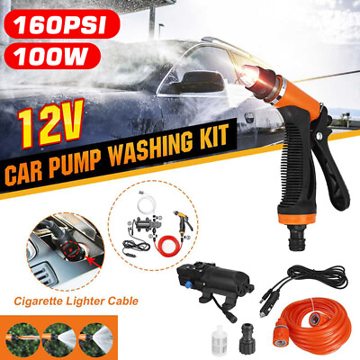#ad 100W DC 12V Electric Washer Pump Kit 160PSI Portable High Pressure Water Pump $23.99