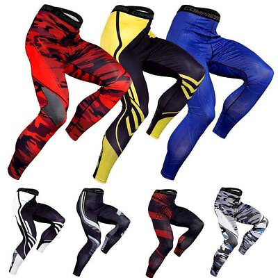#ad ⭐️️Men Compression Gym Sports Base Layer Pants Leggings Workout Fitness Trousers $15.02