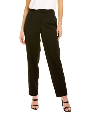 #ad Anne Klein Women#x27;s Size 10 Black Ridge Twill Pleated Trousers Pants $67.96