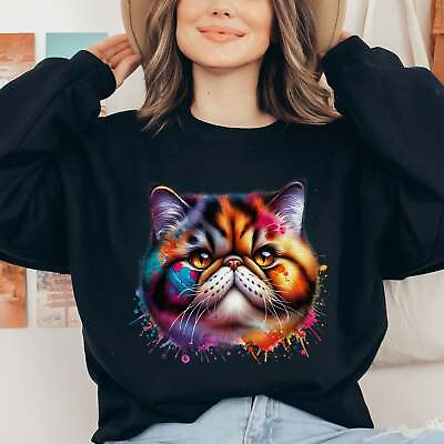 #ad Exotic Shorthair Cat Color Splash Unisex Sweatshirt Black Navy Dark Heather $37.95