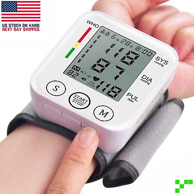 LCD Digital Wrist Blood Pressure Monitor Cuff Gauge 2x90 Memory #ad $11.66