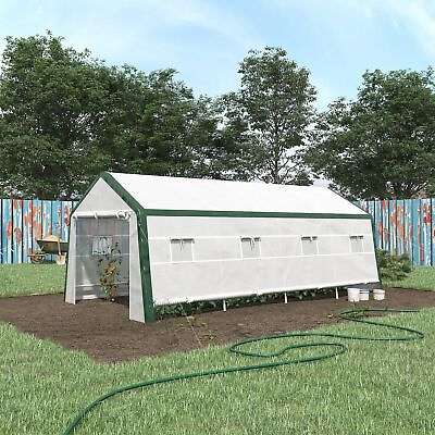 #ad Large Outdoor Growing Greenhouse Plant Nursery w Windows Roll Up Door PE Cover $336.99