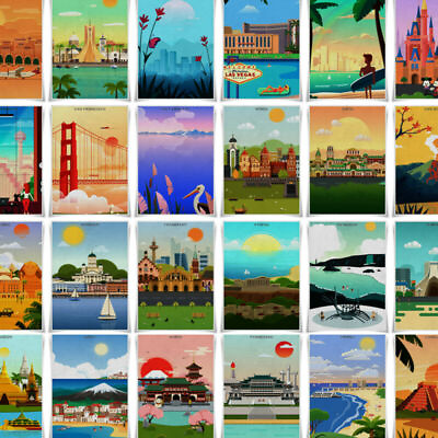 #ad Travel Posters A3 Cloth Prints Famous Tourist Cities Wall Art Home Decor $6.64